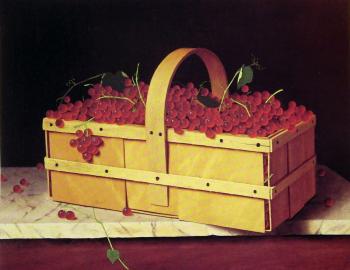 William Michael Harnett : A Wooden Basket of Catawba Grapes